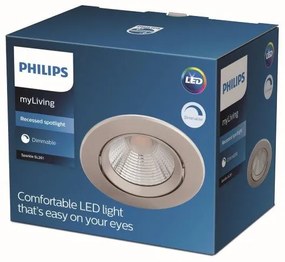 Philips 8718699755706 Zápustné svietidlo kruhové Philips SPARKLE LED 5,5W, 350lm, 2700K, IP20, nikel