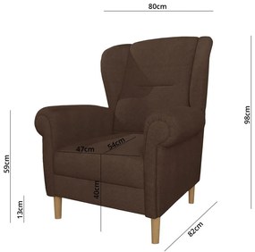 Tmavohnedé kreslo ušiak Swan – Ropez