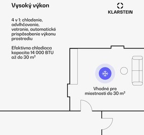 Klarstein AireLux prenosná klimatizácia, 14 000 BTU, Inteligentné ovládanie, Moderná
