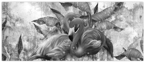 Obraz - Plameniaky graffiti (120x50 cm)