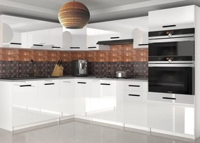 Kuchynská linka Belini 420 cm biely lesk s pracovnou doskou Uniqagrande  INF UNIQAGRANDE/5/WT/W/0/B1