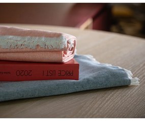 Modrý pléd s podielom bavlny Euromant Summer Linen, 140 x 180 cm