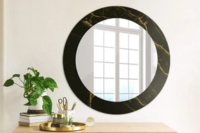 Okrúhle ozdobné zrkadlo na stenu Čierny mramor fi 60 cm
