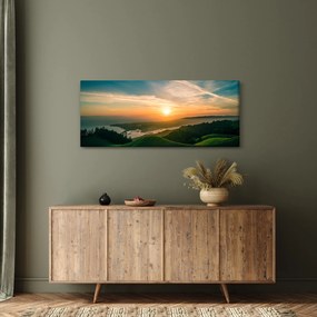 Obraz východu slnka nad morom (120x50 cm)