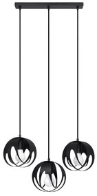 Závesné svietidlo Tulos 3l, 3x čierne kovové tienidlo