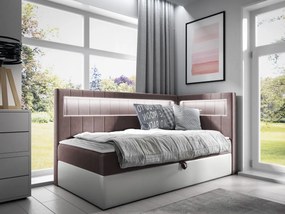 Kontinentálna jednolôžková posteľ Junior Ribezo 3, Strana: pravá, Rozmer postele: 100x200, Dostupné poťahy: ekokoža Soft 017 (biela) + Fresh 09