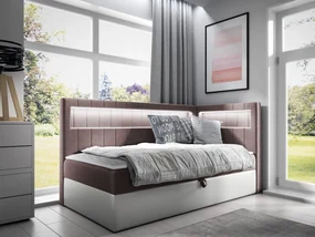 Kontinentálna jednolôžková posteľ Junior Ribezo 3, Strana: pravá, Rozmer postele: 100x200, Dostupné poťahy: ekokoža Soft 017 (biela) + Fresh 09