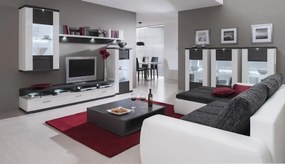 Vitrína Caracas typ 24, grafit/biely lesk, s osvetlením