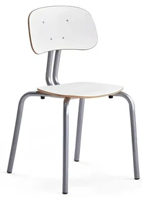 Školská stolička YNGVE, so 4 nohami, strieborná, biela, V 460 mm