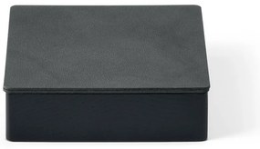 Čierny/antracitový drevený/z eko kože úložný box s vekom/dekoratívny 11x11x3,5 cm Square Nupo – LIND DNA