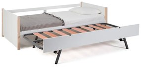 Detská posteľ z borovicového dreva s výsuvným lôžkom v bielo-prírodnej farbe 90x190 cm Kiara – Marckeric