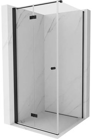 Mexen Mist-F T, 1-krídlový skladací sprchový kút ľavý 95 x 95 cm, číre sklo, čierny profil, 8A6T-095-095-70-00-L