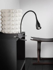 NORDLUX Stolná LED lampa MENTO s klipom, 2,52 W, teplá biela, čierna