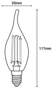 LED žiarovka Flame BA35 E14 7W 770lm 4000K Neutrálne 360° vlákno LUMILED