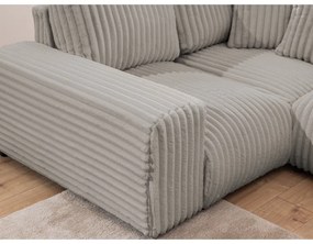 Svetlosivá menčestrová rohová pohovka (ľavý roh/do tvaru "U") Justin – Ropez