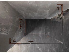 Mexen Lunar, L sklápací sprchový kút ľavý 100 x 80 cm, 8mm číre sklo, profil ružové zlato, 834L-100-080-60-00-L
