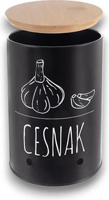 Orion Dóza na cesnak, plech/bambus pr. 11 cm, BLACK SK