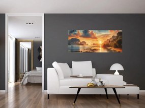 Obraz - Pohľad z pláže (120x50 cm)