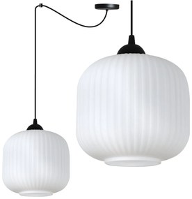 Závesné svietidlo Riffle Spider 2, 1x biele sklenené tienidlo, b