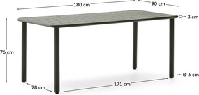 Oceľový záhradný jedálenský stôl 90x180 cm Brai – Kave Home