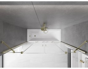 Mexen Velar Duo, 2-krídlová posuvná vaňová zástena 200 x 150 cm, 8mm číre sklo, zlatý lesklý profil, 896-200-000-02-50
