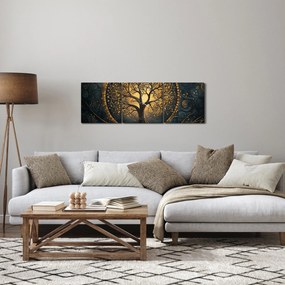 Obraz – Strom so zlatou aurou (s hodinami) (90x30 cm)