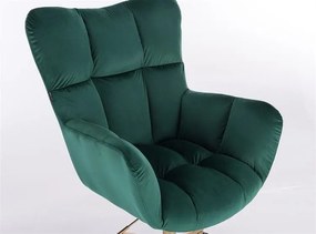 LuxuryForm DESIGN Kreslo AURORA VELUR na zlatej podstave s kolieskami - zelené