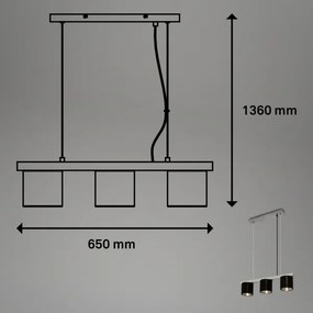 Briloner - Luster na lanku LURI 3xE14/25W/230V kaučukovník