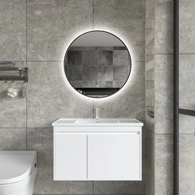 Erga Emma, okrúhle LED zrkadlo 70cm, čierny kovový rám, 1610 lm, 6500K, zadné osvetlenie, ERG-V01-201-7070-BK