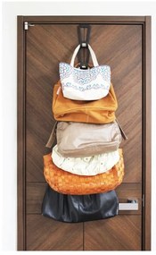 Čierny vešiak na kabelky so zavesením na dvere a 6 háčikmi Yamazaki Kanazawa