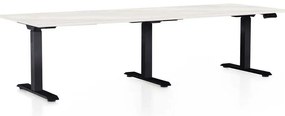 Výškovo nastaviteľný stôl OfficeTech Long, 240 x 80 cm, čierna podnož, biely jaseň
