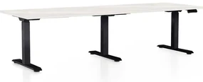 Výškovo nastaviteľný stôl OfficeTech Long, 240 x 80 cm, čierna podnož, biely jaseň