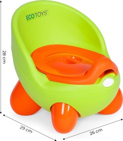 Detský nocník ECOTOYS pre deti od 12 mes., vyberateľná miska, protišmykové nožičky, zelený