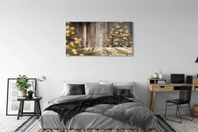 Obraz na akrylátovom skle Dosky vianočné stromčeky 125x50 cm