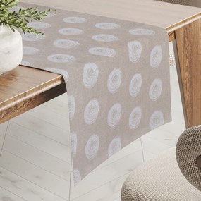 Biante Dekoračný behúň na stôl Leona LN-133 Biele klbká na režnom 35x120 cm