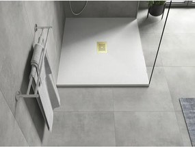 Mexen Hugo, obdĺžniková sprchová vanička SMC 110 x 100 cm, biela, zlatá krytka, 42101011-G