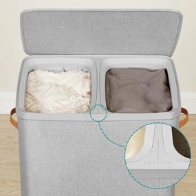 SongmicsHome Kôš na bielizeň TALIA 170l, 56x40x75cm, svetlá šedá