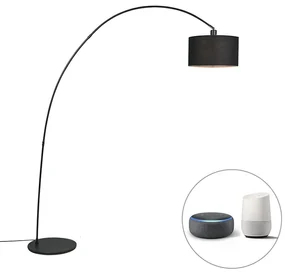 Inteligentná moderná oblúková stojaca lampa čierna vrátane A60 Wifi - Vinossa