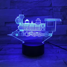 3Dmix 3DL-DRGB001 – 3D LED nočná lampa - Vlak - Lokomotíva (Dual RGB)