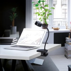 Solight WO3001-B-LED Stm. flexib. lampa s klipom LED/2W/5V 3000/4000/6500K čierna