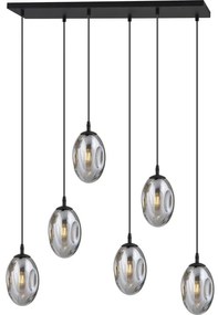 Luster na lanku ASTRAL 6xE14/10W/230V čierna/dymová