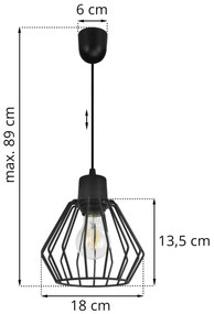 Závesné svietidlo Nuvola 2, 1x čierne drôtené tienidlo, lp