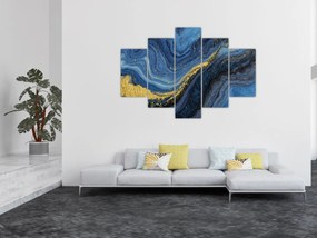 Obraz - Modro-zlatá abstrakcia (150x105 cm)