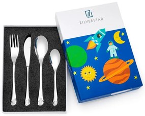 Antikoro detský príbor v striebornej farbe 4 ks Space – Zilverstad