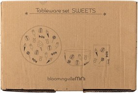 Kameninová detská jedálenská súprava 3 ks Sweets – Bloomingville Mini