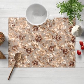 Biante Zamatové prestieranie na stôl Tamara TMR-042 Hnedé kvety na sivobéžovom 35x45 cm