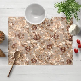 Biante Zamatové prestieranie na stôl Tamara TMR-042 Hnedé kvety na sivobéžovom 35x45 cm