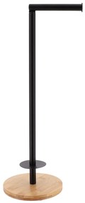Stojan na toaletný papier Black Bamboo, čierna/s drevenými prvkami, o