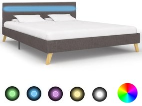 Rám postele s LED svetlom svetlosivý 120x200 cm látkový