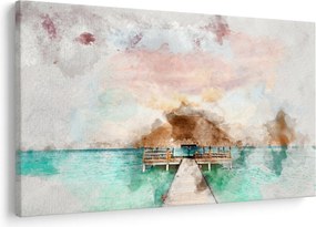 Obraz - Maledivy, drevené mólo (90x60 cm)